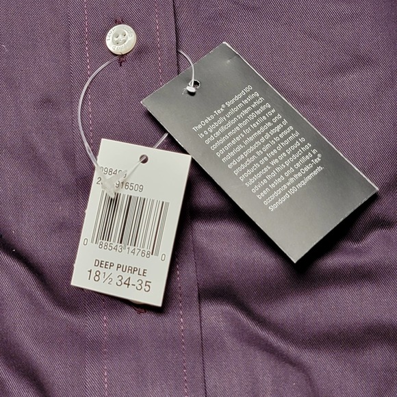 Izod Deep Purple Long Sleeve Mens Shirt - Regular Fit 18.5‎ 34/35 NWT - Picture 6 of 6